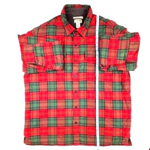 VTG LL Bean Traditional Fit Plaid Flannel Lined Shirt Jacket Red Green Mens L‎ - Picture 6 of 8